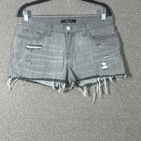 J Brand Denim Cut Off Shorts Womens Size 28 Gray Distressed Frayed Hem Festival - Picture 1 of 11